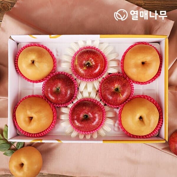 [9/9(수)순차출고][과일愛]행복담은세트 1호 (사과4과+배4과 - 3.3kg)