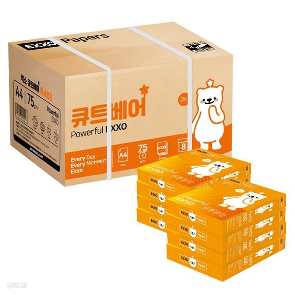 엑소 큐트베어 A4 복사용지(A4용지) 75g 4000매 1BOX