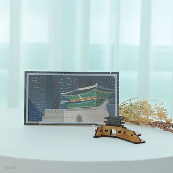 [WOODSUM / 우드썸] 숭례문 한국랜드마크  포스트카드 원목3D퍼즐 - 원목입체퍼즐  DIY 건축물만들기 랜드마크만들기
