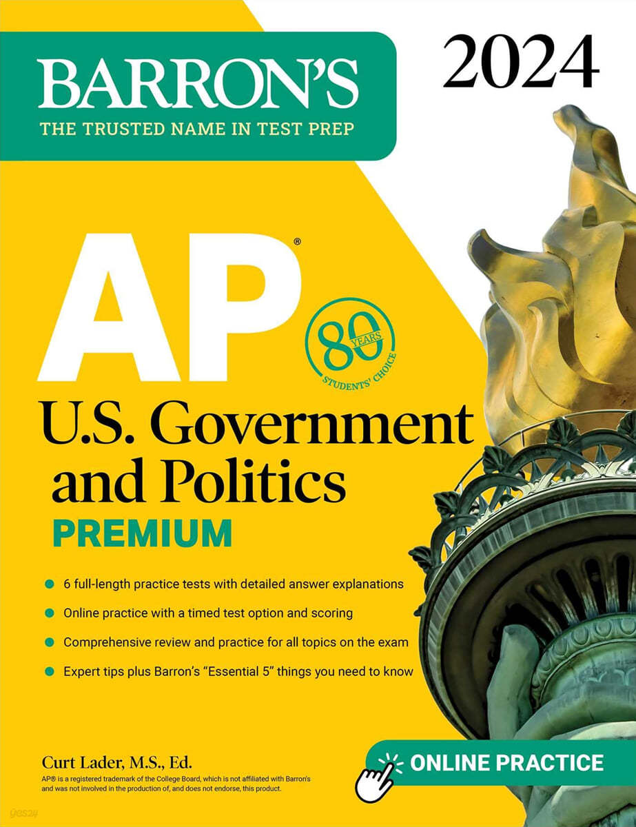 AP U.S. Government and Politics Premium, 2024: 6 Practice Tests + Comprehensive Review + Online Practice
