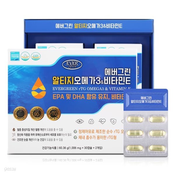 [에버그린] 알티지 오메가3&비타민E (1,006mg*60캡슐)