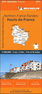 Nord-Pas-de-Calais, Picardy - Michelin Regional Map 511