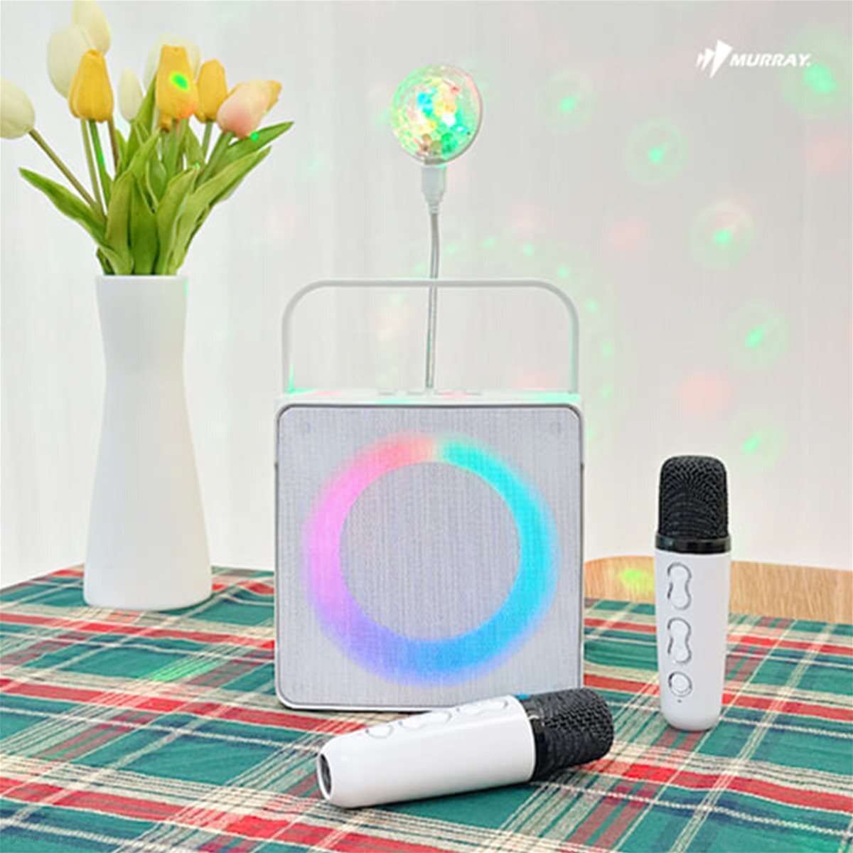 [머레이] 레인보우LED 블루투스스피커&듀얼마이크 Rainbow + LED미러볼