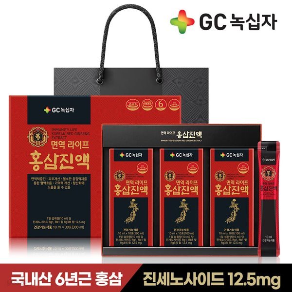 [GC녹십자] 면역 라이프 홍삼진액 30포x1개(1개월분)+쇼핑백