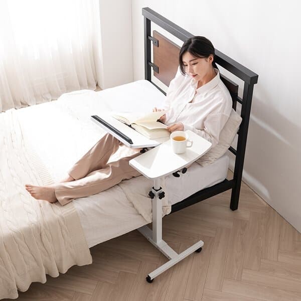 바퀴달린 이동식 노트북 테이블 각도조절 높이조절 침대 사이드테이블
