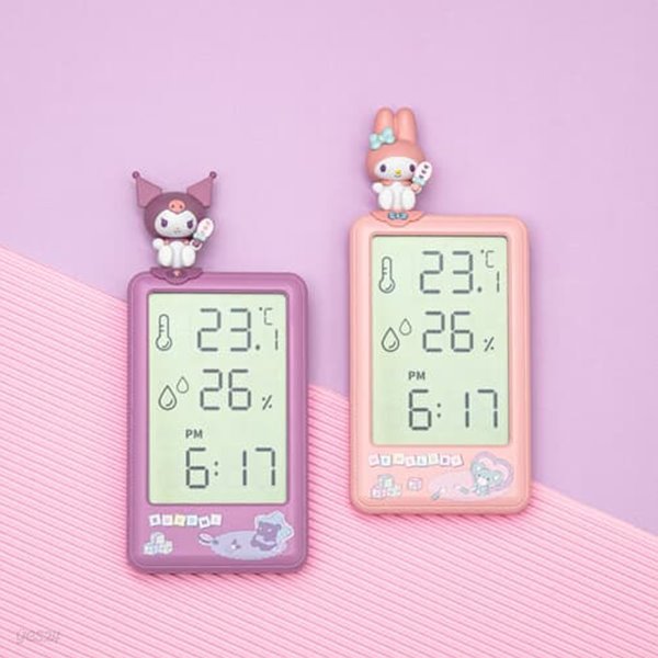 로이체 산리오 쿠로미 마이멜로디 피규어 디지털 온도계 습도계 온습도계 시계