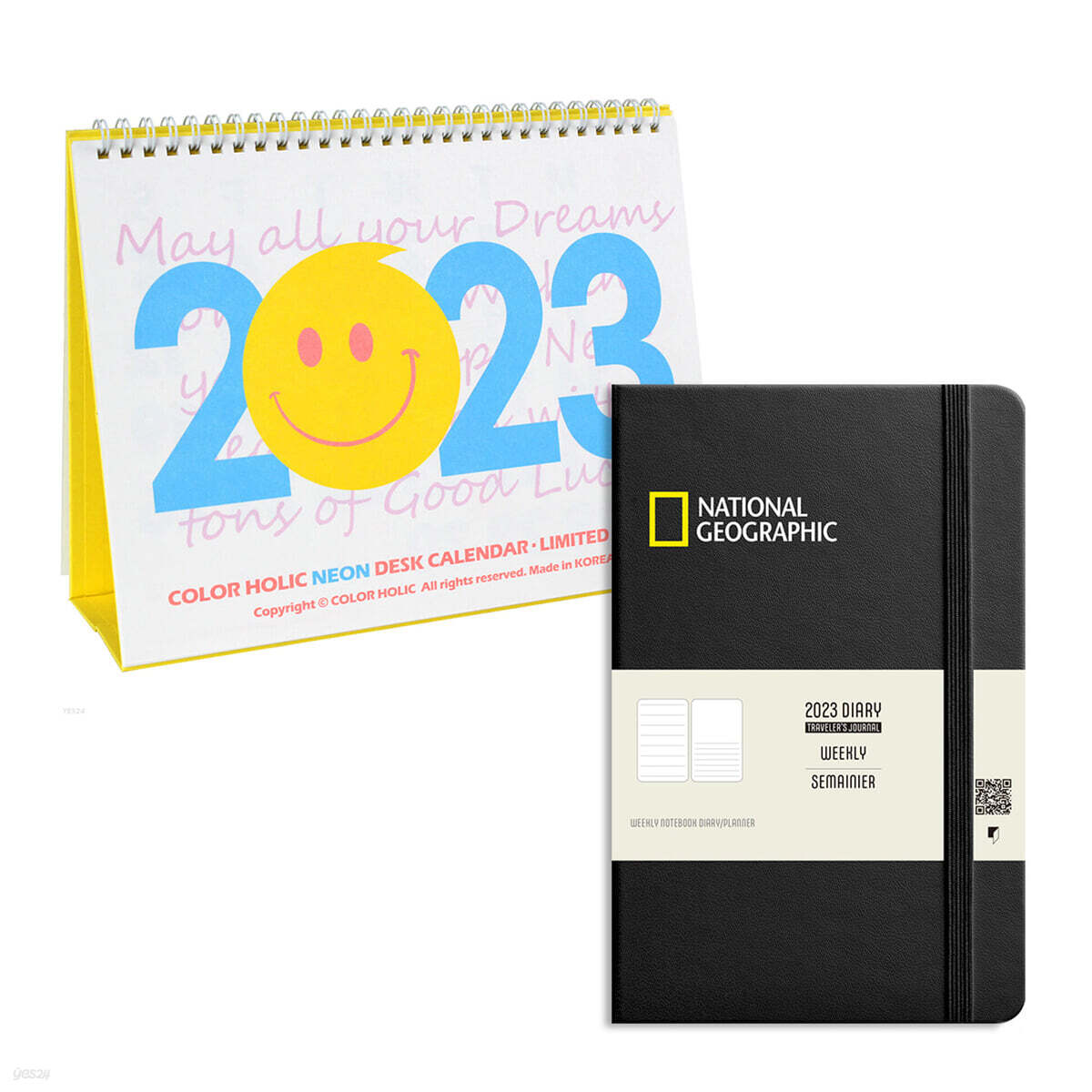 2023 컬러홀릭 네온 데스크 캘린더 (탁상달력)+내셔널지오그래픽 2023 다이어리X트래블저널