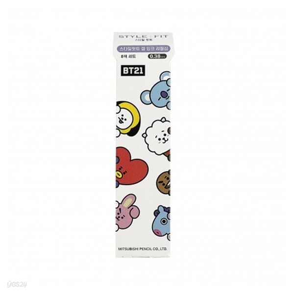 스쿨문구 유니 BT21 볼펜리필심 UMR-179BT-38 8색 A8C 0.38mm