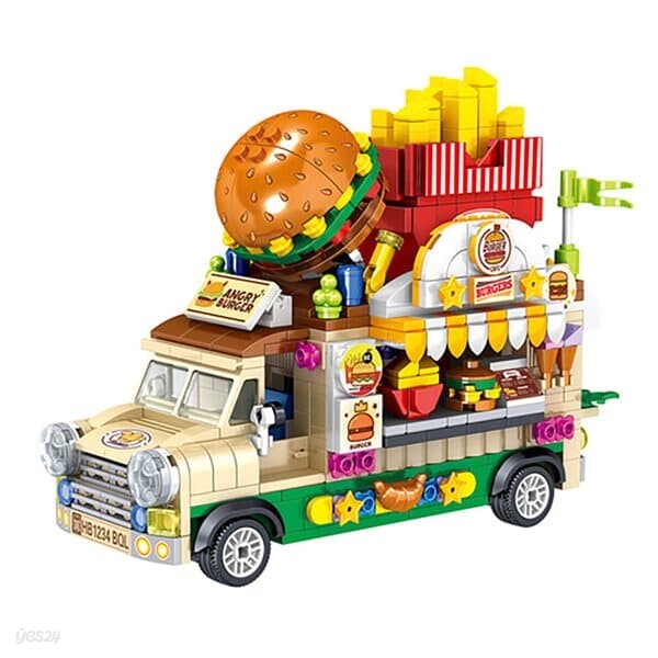 미니블럭 만들기 자동차조립 블럭장난감 햄버거트럭
