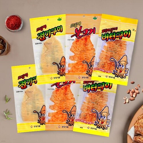 [의리오징어] 불고기버터구이30gx2개+전기구이50gx2개+불고기50gx2개