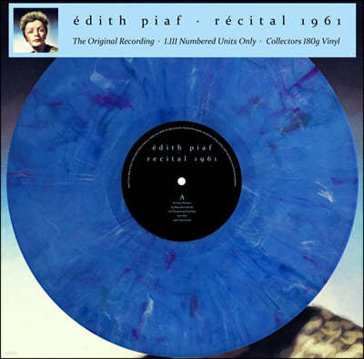 Edith Piaf (에디뜨 피아프) - Recital 1961 (The Original Recording) [블루 마블 컬러 LP]