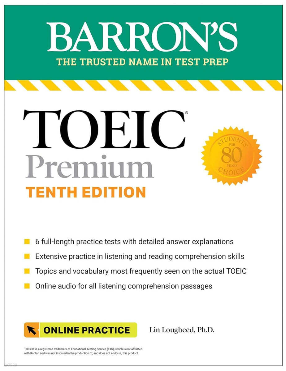 Toeic Premium: 6 Practice Tests + Online Audio, Tenth Edition