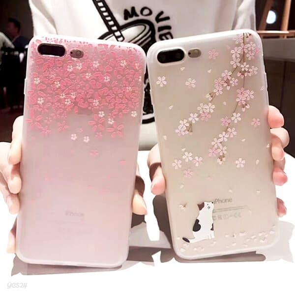 벚꽃디자인 아이폰12 케이스 실리콘 젤리 핑크