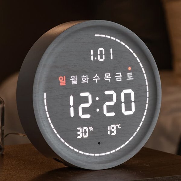 플라이토 와이파이 필링 원형 인테리어 LED 탁상시계 18cm