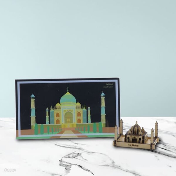 [WOODSUM / 우드썸] 타지마할 랜드마크  포스트카드 원목3D퍼즐 - 원목입체퍼즐  DIY 건축물만들기 랜드마크만들기