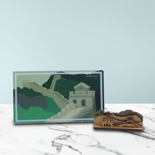 [WOODSUM / 우드썸] 만리장성 랜드마크  포스트카드 원목3D퍼즐 - 원목입체퍼즐  DIY 건축물만들기 랜드마크만들기