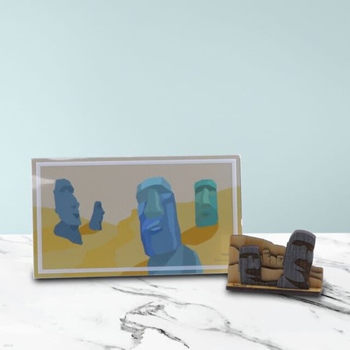 [WOODSUM / 우드썸] 모아이 랜드마크  포스트카드 원목3D퍼즐 - 원목입체퍼즐  DIY 건축물만들기 랜드마크만들기