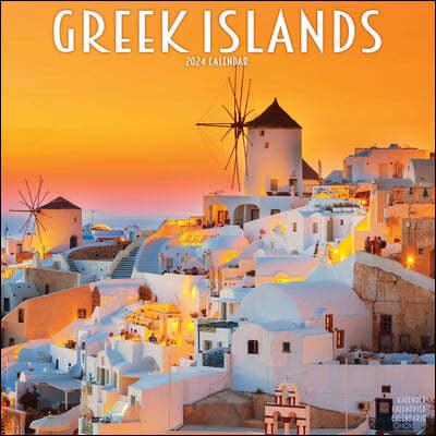 Greek Islands Calendar 2024  Square Travel Wall Calendar - 16 Month
