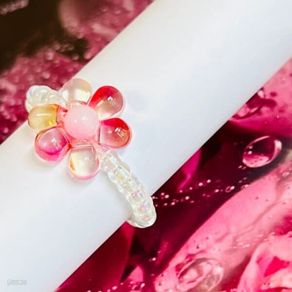 투톤 핑크 물방울꽃 반지