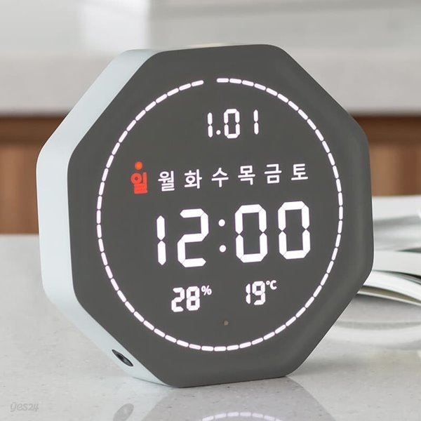 플라이토 와이파이 필링 폴리곤 인테리어 LED 탁상시계 18cm