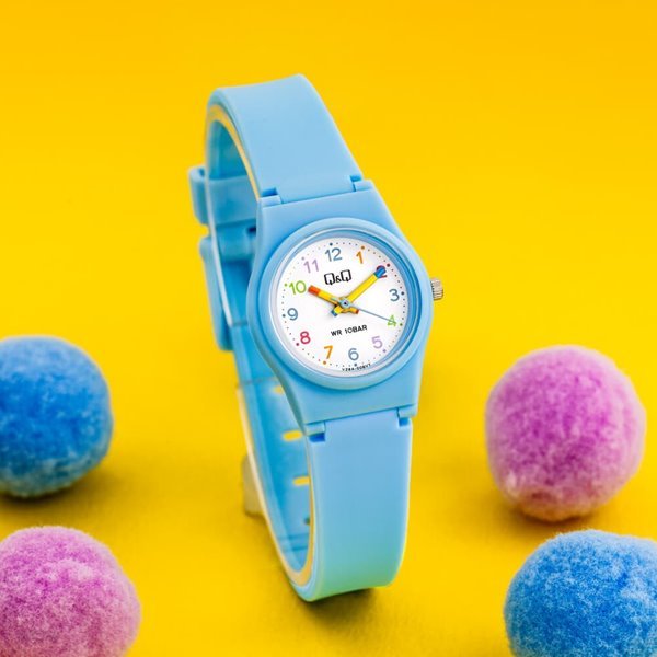 큐앤큐 V28A-006VY 심플 미니 스카이 블루 어린이 여성 패션 방수 손목시계