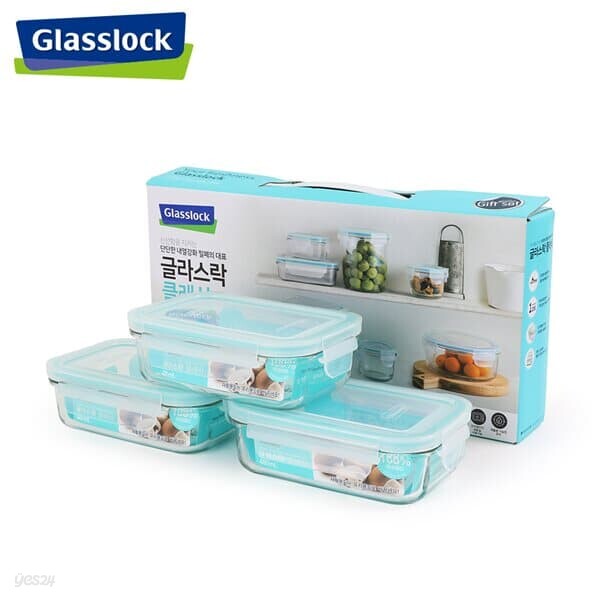 글라스락 직사각형 400ml 3조