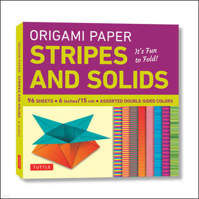 Origami Paper - Stripes and Solids 6" - 96 Sheets