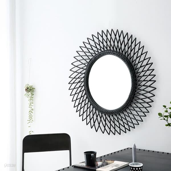 벽면인테리어 카페인테리어소품 라탄거울 벽걸이 디자인거울