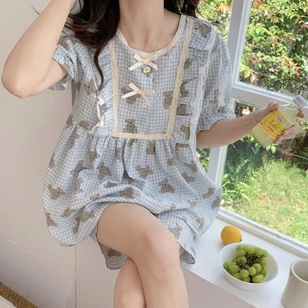 마리보 여름 반팔 베어 숏팬츠 홈웨어 파자마 잠옷세트