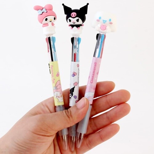 산리오 캐릭터즈 3색 볼펜(3개)/캐릭터별 골고루 마이멜로디 쿠로미 시나모롤