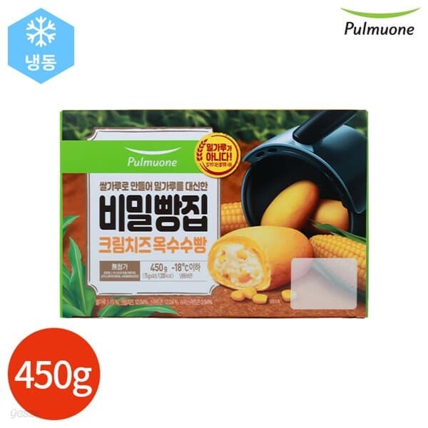 풀무원 비밀빵집 크림치즈 옥수수빵 450g (75g x 6개)