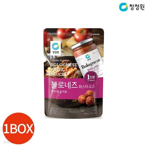 청정원 토마토 미트 볼로네즈 파스타 소스 140g x 16봉