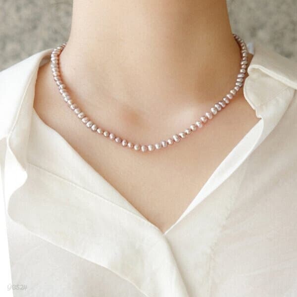 바이데이지 라이트 퍼플 4.5mm 담수 진주 목걸이 Bn0498