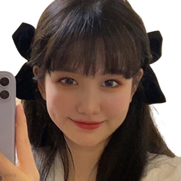 옆머리 리본 집게핀 리본핀 옆머리핀 헤어핀 [2color 블랙 화이트 미니 벨벳 새틴 헤어 머리핀 악세사리]