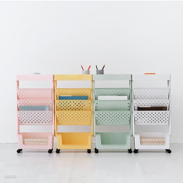 [무료배송] 이동식 3단책꽂이 북 트롤리 책진열대 매거진랙