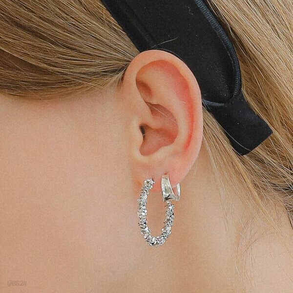 제이로렌 볼륨 실버 원터치 귀걸이 M03767