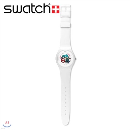 스와치 정품 시계 WHITE LACQUERED SUOW100 (Swatch 정품 공식 인증서 포함 . 백화점AS . 생활방수)