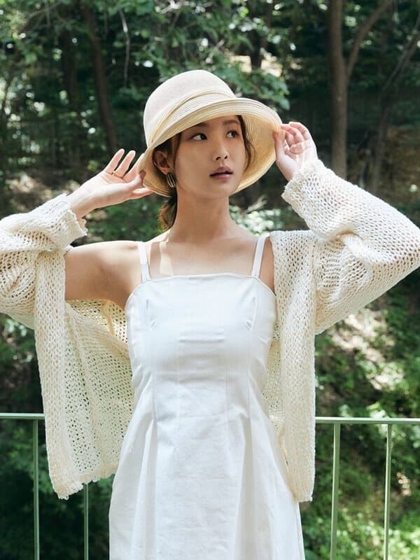 어클렛 여성 라탄 넓은 주름 벙거지 햇 H006 BEIGE