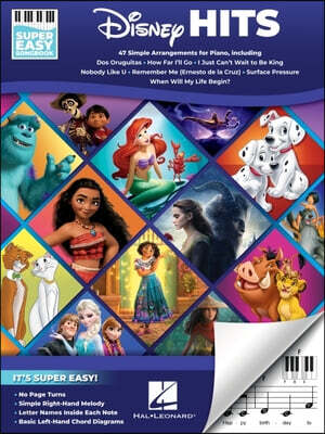 Disney Hits Super Easy Songbook Piano Sheet Music with Lyrics 47 Disney Songs from Frozen Encanto Moana the Lion King Aladdin Tangled Coco and More fo