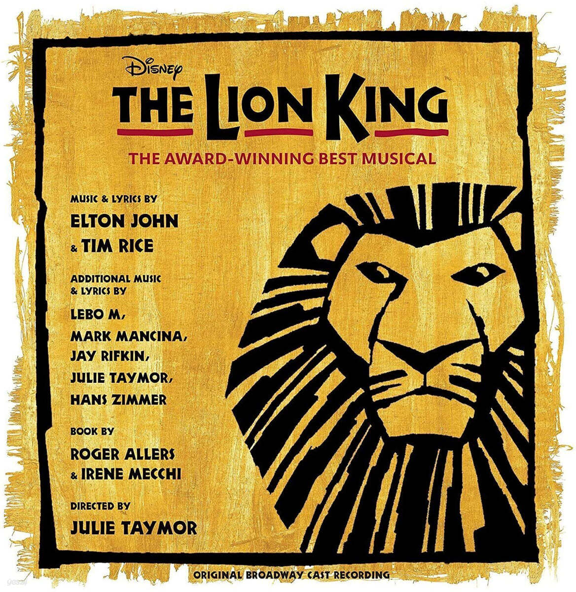 라이온킹 뮤지컬음악 (The Lion King Original Broadway Cast OST) [골드 &amp; 블랙 스플래터 컬러 2LP]