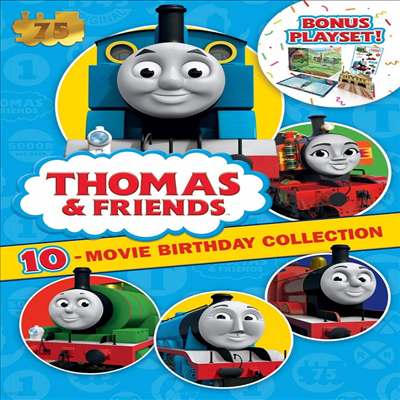 Thomas & Friends: 10-Movie Birthday Collection + Playset (75th Anniversary Edition) (丶 ģ: 10  ÷)(ڵ1)(ѱ۹ڸ)(DVD)