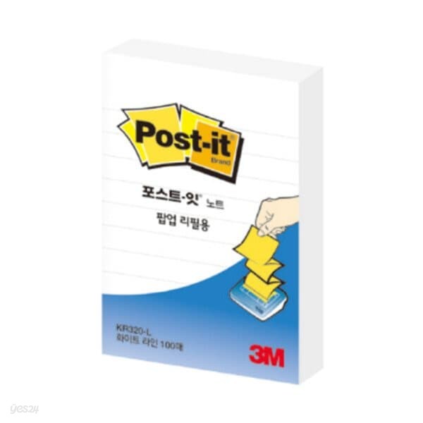 [3M] 포스트잇 팝업리필 KR-320(51x76mm100매화이트라인)