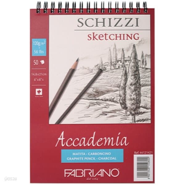 [파브리아노] 아카데미아 스케치북 스프링   과슈   A5   120g   AP04