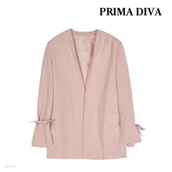 [프리마디바] 백 플리츠 소매 포인트 노카라 자켓-핑크