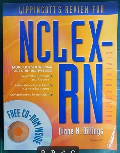 Lippincott's Review for NCLEX-RN with CDROM [ Paperback/7ed. ] / Diane M. Billings, Billings | Lippincott Williams & Wilkins [영어원서 / 상급] - 실사진과 설명확인요망