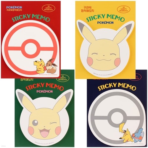 포켓몬 귀여운 점착 메모지(4개)/미니 접착식 포스트잇 스티커메모