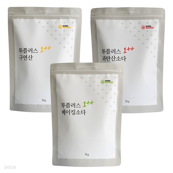 투플러스 생활세제 3종세트 / 베이킹소다3kg+구연산2kg+과탄산소다3kg