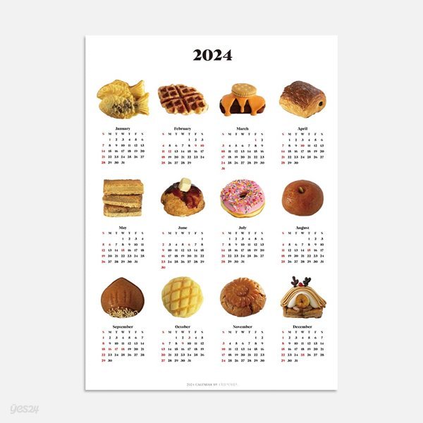 2024년달력, Bread Calendar Poster A3