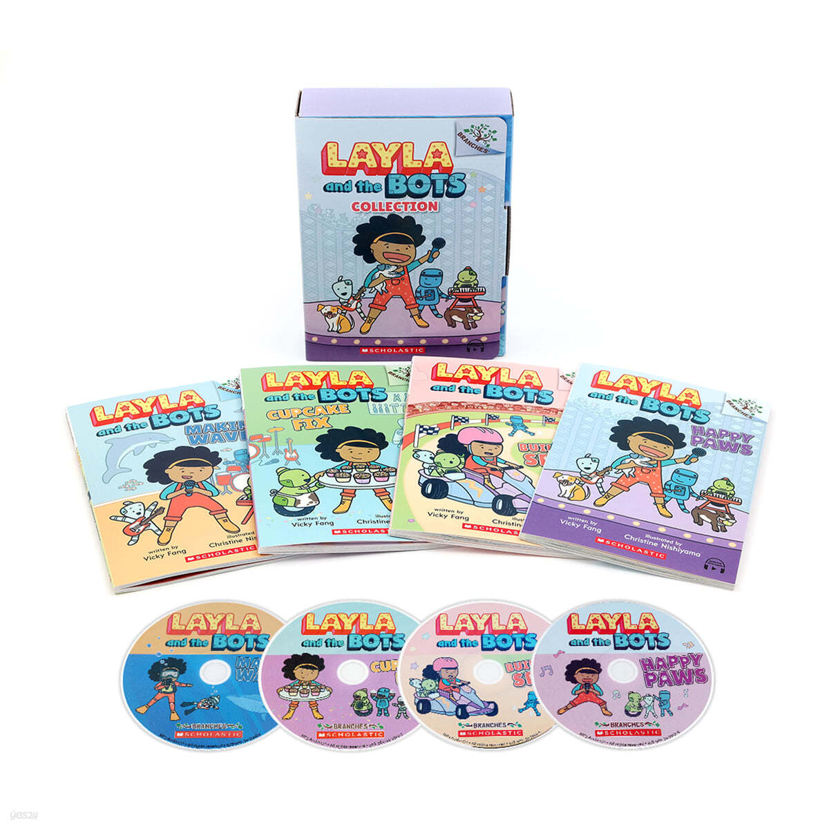 Layla and the Bots (Book+mp3 CD) 4종 박스 세트 : StoryPlus QR코드 (A Branches Book)