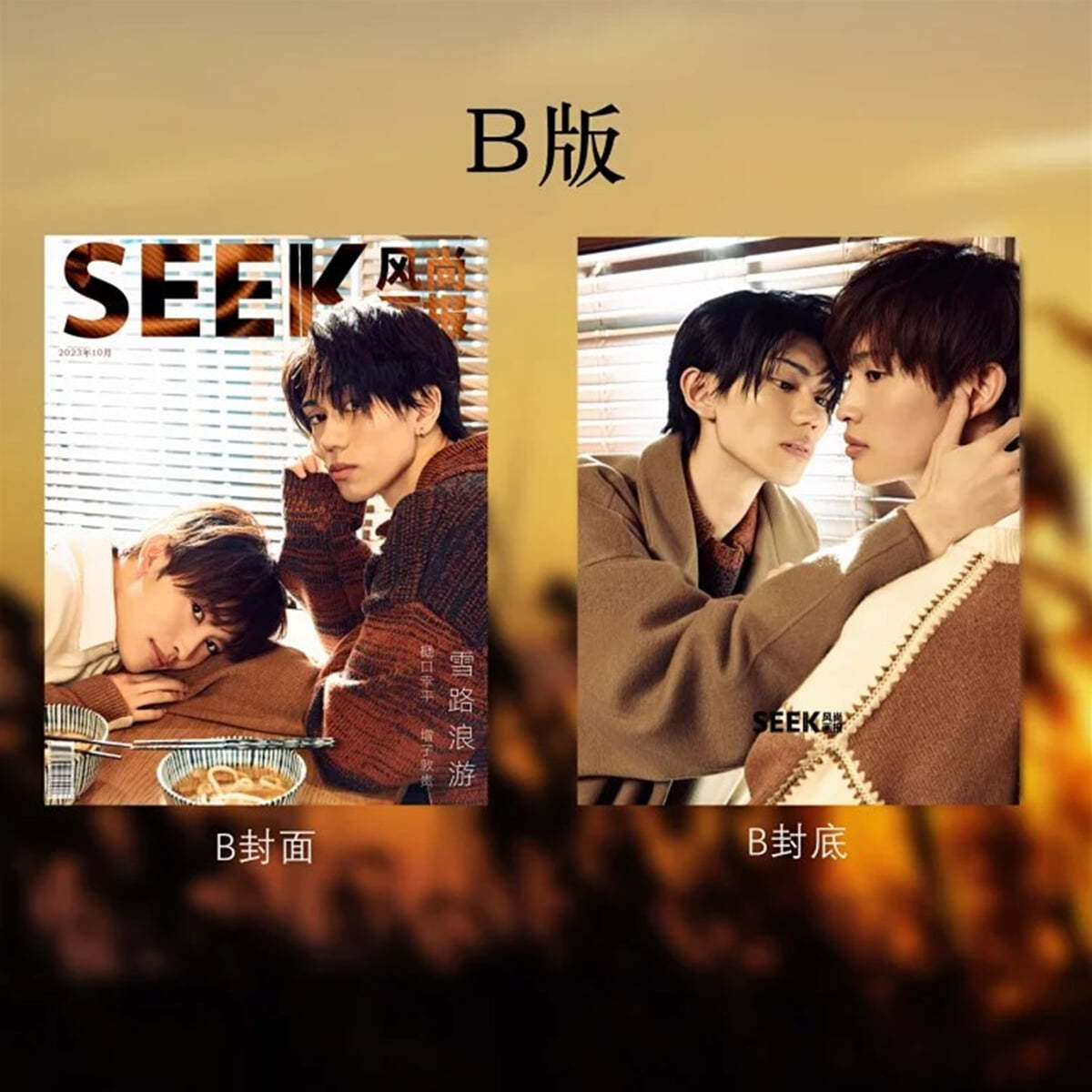 [B형] SEEK 2023년 10월호 히구치 코헤이 & 마시코 아츠키 커버 (B형 잡지 + 랜덤 포토카드 3종 증정)